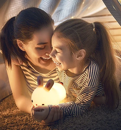 Lampka nocna dla dzieci Słodki Królik - lampa RGB LED + TIMER + PILOT