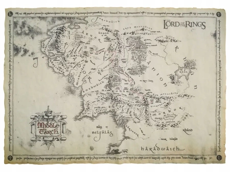 Map of Middle-earth LORD OF THE RINGS parchment 47x67cm