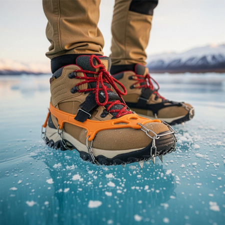 RACZKI NA BUTY Turystyczne ANTYPOŚLIZGOWE Łańcuchy KOLCE Trekkingowe ETUI - 41-44 Crampons Premium+