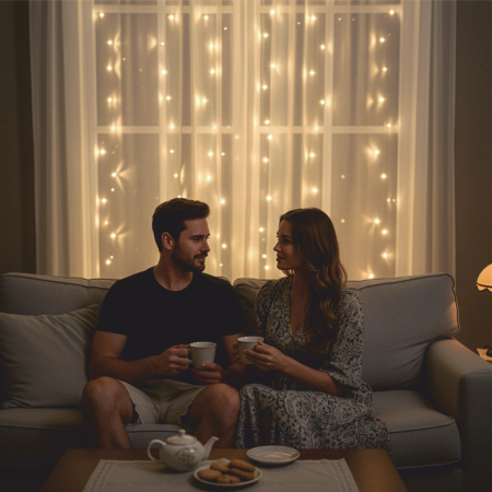 KURTYNA ŚWIETLNA LED 3x3 LAMPKI 300 Świąteczne Choinkowe GIRLANDA CIEPŁE XXL