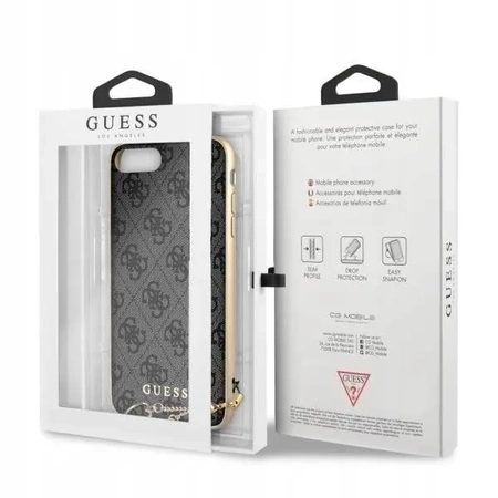 Etui GUESS CHARMS 4G z zawieszką do iPhone 6+ / 6S+ / 7+ / 8+ (wersja PLUS) - szare