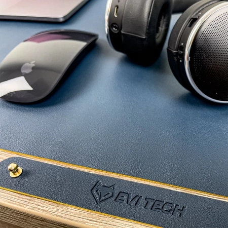 Protective desk mat for keyboard and mouse table 60x35 cm - navy blue and yellow