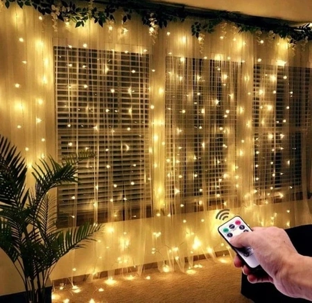 LED LIGHT CURTAIN 3x3 300 CHRISTMAS TREE LIGHTS WARM GARLAND XXL