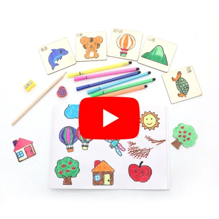 DREWNIANE SZABLONY Nauka Rysowania ZESTAW Kreatywny MONTESSORI dla Dzieci