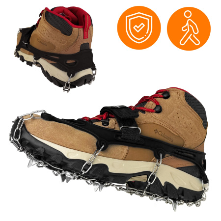 PROTISKLUZOVÉ TURISTICKÉ NÁVLEKY NA OBUV ŘETĚZY HROTY TREKINGOVÉ POUZDRO - 41-44 CRAMPONS PREMIUM