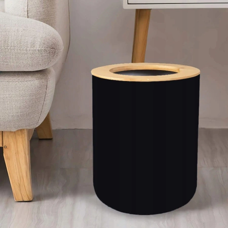 Accessory set 6 pieces for bathroom WC set with bamboo - black