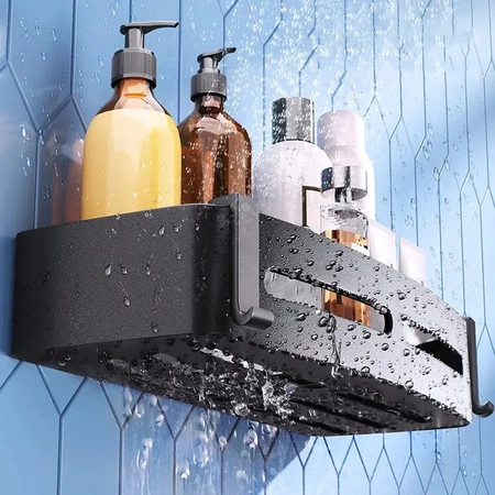 2x Półka łazienkowa pod prysznic EVI HOME Loft Podłóżna wisząca - czarna