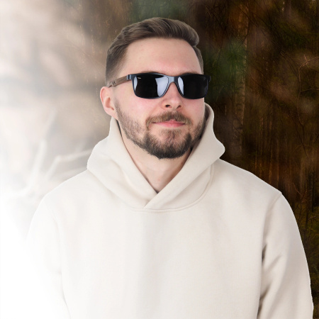 Polarizační sluneční brýle NERDY wood UV400 set XXL s pouzdrem - černá skla