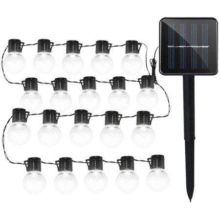 SOLAR GARDEN LIGHT GARLAND 20x LED BALL BULBS DUSK SENSOR