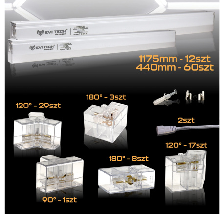 HEXAGON LED Ceiling Lamp Panel Lighting Workshop Garage Home 484x245 cm
