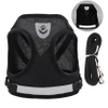 WALKING HARNESS adjustable, pressure-free for cat, dog, REFLECTIVE + LEASH 120 cm - M BLACK