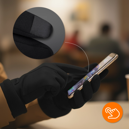 DÁMSKÉ ZIMNÍ DOTYKOVÉ RUKAVICE TEPLÉ ZATEPLENÉ NA TELEFON ČERNÉ ELEGANTNÍ