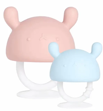 Speech therapy teether mushroom sensory toy pink