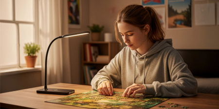 STOLNÍ LED LAMPIČKA NA STŮL ŠKOLNÍ LAMPA DOTYKOVÁ NA ČTENÍ PRÁCI NOČNÍ – ČERNÁ