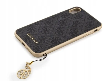 Pouzdro s přívěskem GUESS CHARMS 4G pro iPhone X / XS - šedé