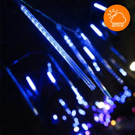 OUTDOOR LED ICICLE LIGHTS 480 50CM FALLING SNOW METEOR GARLAND 10 PCS - BLUE