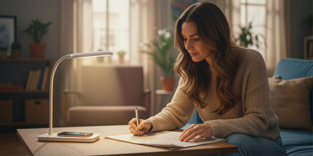 LED DESK LAMP SCHOOL LAMP TOUCH FOR READING WORK NIGHT LIGHT - WHITE