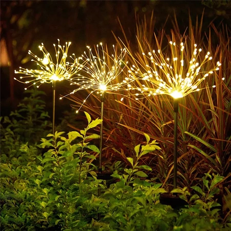 Venkovní zahradní solární LED lampička pampeliška Ohňostroj FIREWORKS 90 LED - sada 10 kusů