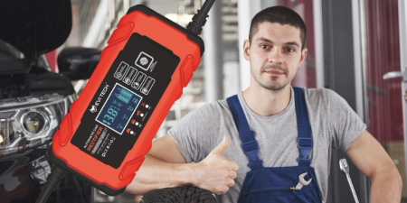 Prostownik do akumulatorów samochodowy 12V 24V AUTOMATYCZNY funkcja NAPRAWY