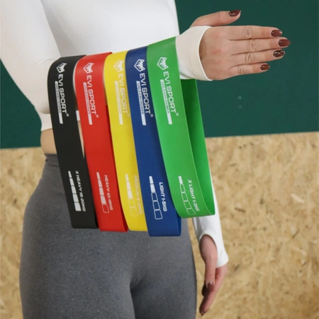 Odporové gumy na protahování SADA 5 GUM FITNESS MINI BANDS + EBOOK