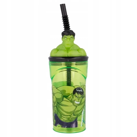 HULK 3D bottle - bidon cup with straw for children AVENGERS