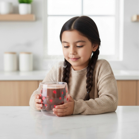 Termo sklenice KOČIČÍ TLAPKA s dvojitou stěnou HRNEK NA KÁVU ČAJ LATTE 250ML