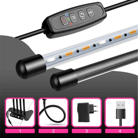 4x Plant Growth Lamp, 80x UV LED, Cultivation, Timer, Clip, 9 Modes