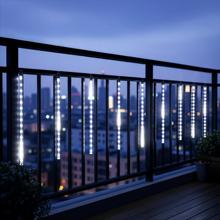 OUTDOOR LED ICICLE LIGHTS 480 50CM FALLING SNOW METEOR GARLAND 10 PCS - COLD LIGHT