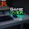 GAME OVER RETRO lamp - large LED lamp changes colours and lights up to the beat