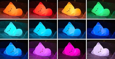 Lampka nocna dla dzieci Słodki Kotek - lampa KOT - RGB LED + TIMER + PILOT