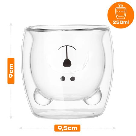 THERMAL MUG BEAR double-walled COFFEE TEA LATTE CUP 250ML
