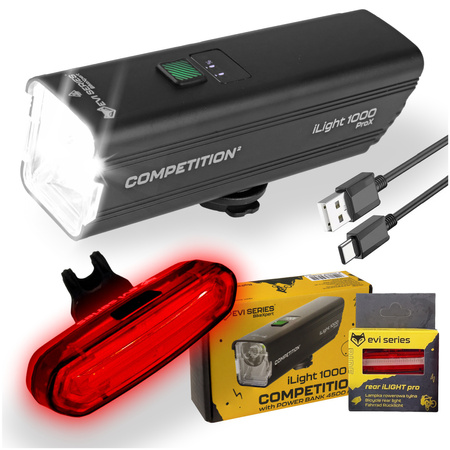 Lampka rowerowa PRZEDNIA + TYLNA iLight 1000 ProX i tył MOCNE ŚWIATŁO ROWER