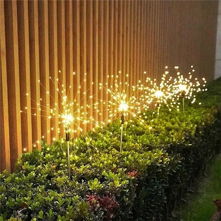 Lampa solarna zewnętrzna ogrodowa dmuchawiec Fajerwerki FIREWORKS 120 LED - zestaw 4 szt