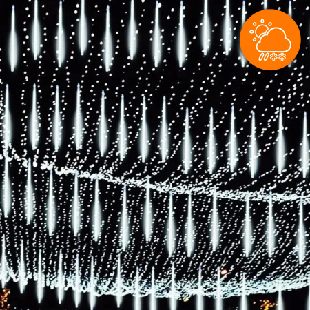 LAMPKI ZEWNĘTRZNE SOPLE LED 480 50CM PADAJĄCY ŚNIEG METEORY GIRLANDA 10 SZT - ZIMNE
