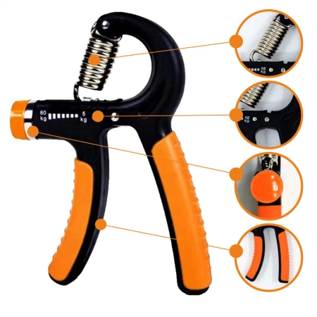 Hand gripper, PROFESSIONAL hands and arms training, adjustable, 5-60 kg