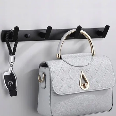 EVI HOME bathroom hanger with handles, towel hooks - black