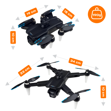 DRON FlyPro14 2 KAMERY PŘEKÁŽKOVÝ RADAR BEZKARTÁČOVÉ MOTORY 75min HRAČKA