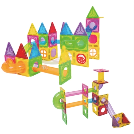 Magnetické stavební kostky KONSTRUKČNÍ PANELY Barevná SVÍTÍCÍ DRÁHA 3D set x96