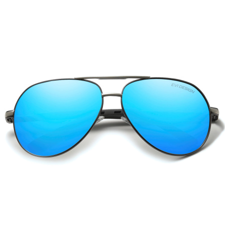 Polarised sunglasses AVIATOR Pilots UV400 set XXL with case - mirror blue