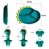 Silicone suction cup BLW plate for baby DINOZAUR and cutlery - green