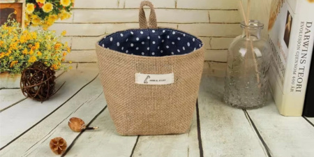 Pojemniki kuchenne BOHO lniane organizery zestaw 3 sztuk