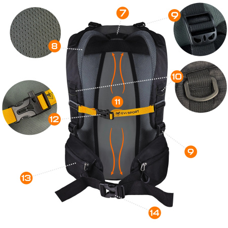 TOURIST BACKPACK TREKKING MOUNTAIN 40L MENS WOMENS STRONG FOR HIKING BLACK