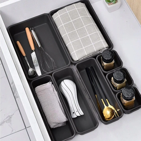 Modular insert organiser for drawer and desk 8 pieces - graphite