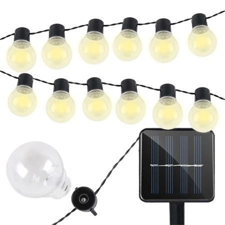 SOLAR GARDEN STRING LIGHTS GARLAND 30x LED BULB BALLS DUSK SENSOR