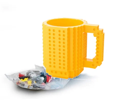 Kubek kreatywny do klocków LEGO z zestawem startowym - żółty