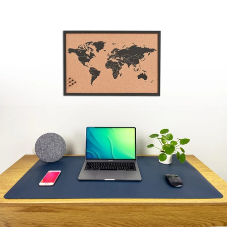 Protective desk mat for keyboard and mouse table 60x35 cm - navy blue and yellow