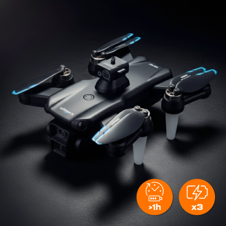 DRON FlyPro14 2 KAMERY PŘEKÁŽKOVÝ RADAR BEZKARTÁČOVÉ MOTORY 75min HRAČKA