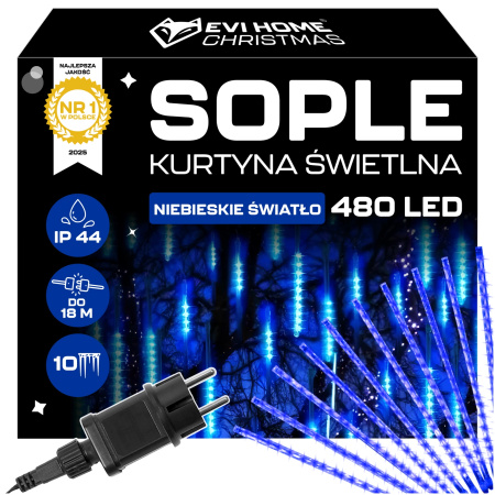 VENKOVNÍ LED CENCÚLE 480 50CM PADÁ SNÍH METEORY GIRLANDA 10 KS - MODRÉ