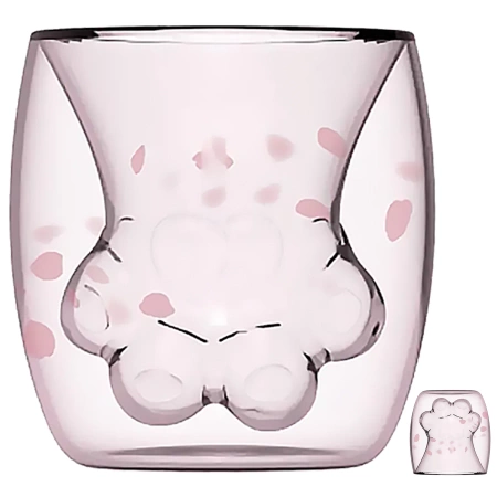 Double-glass thermal cat's paw glass, creative cat mug