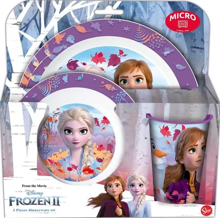 Frozen-themed Breakfast Set for Microwave - Plate, Bowl, Cup